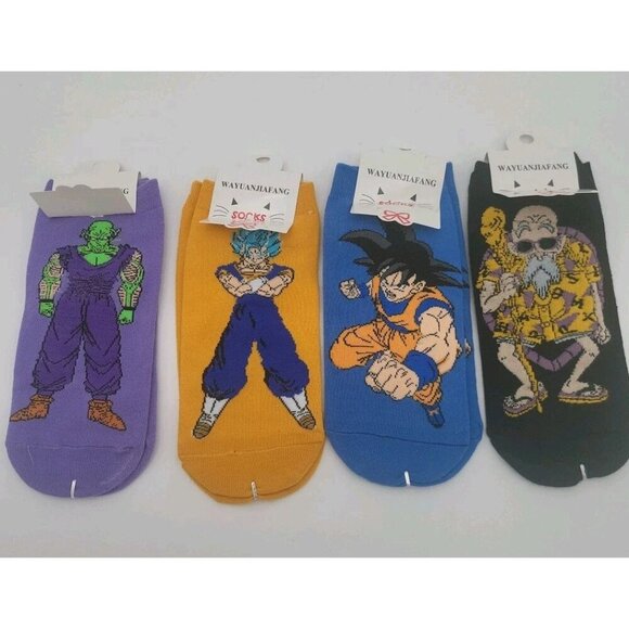 NWT Dragon Ball Z Ankle Socks 4 Pairs Goku Piccolo Size 35 To 41 Womens 5 To 10 - Picture 1 of 7
